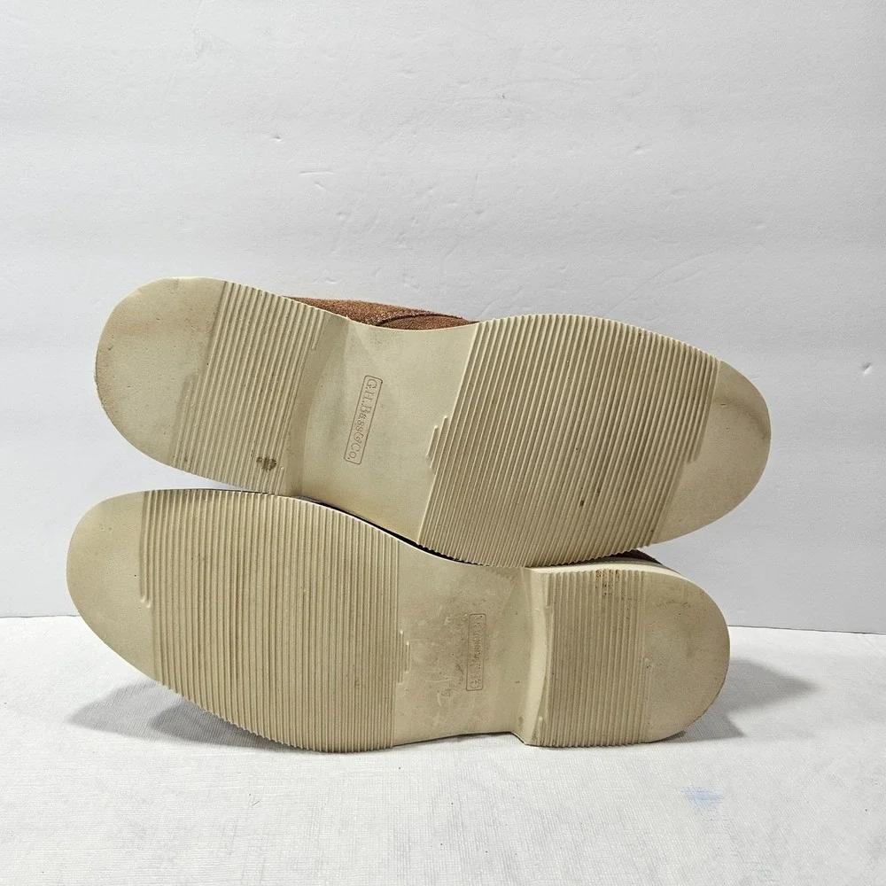 GH Bass Co Brown Suede Chukka Boots Orange Laces Gingham Lining Desert Shoes‎